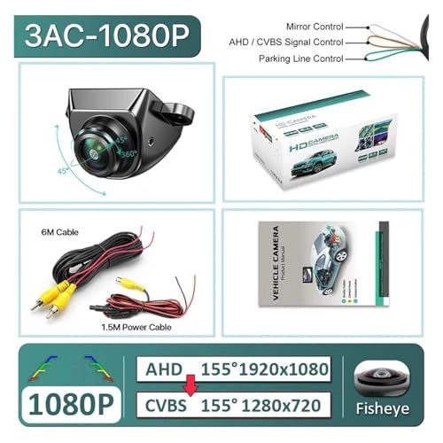 Wide View Vehicle Back up Camera - Night Vision Wire 1920x1080P