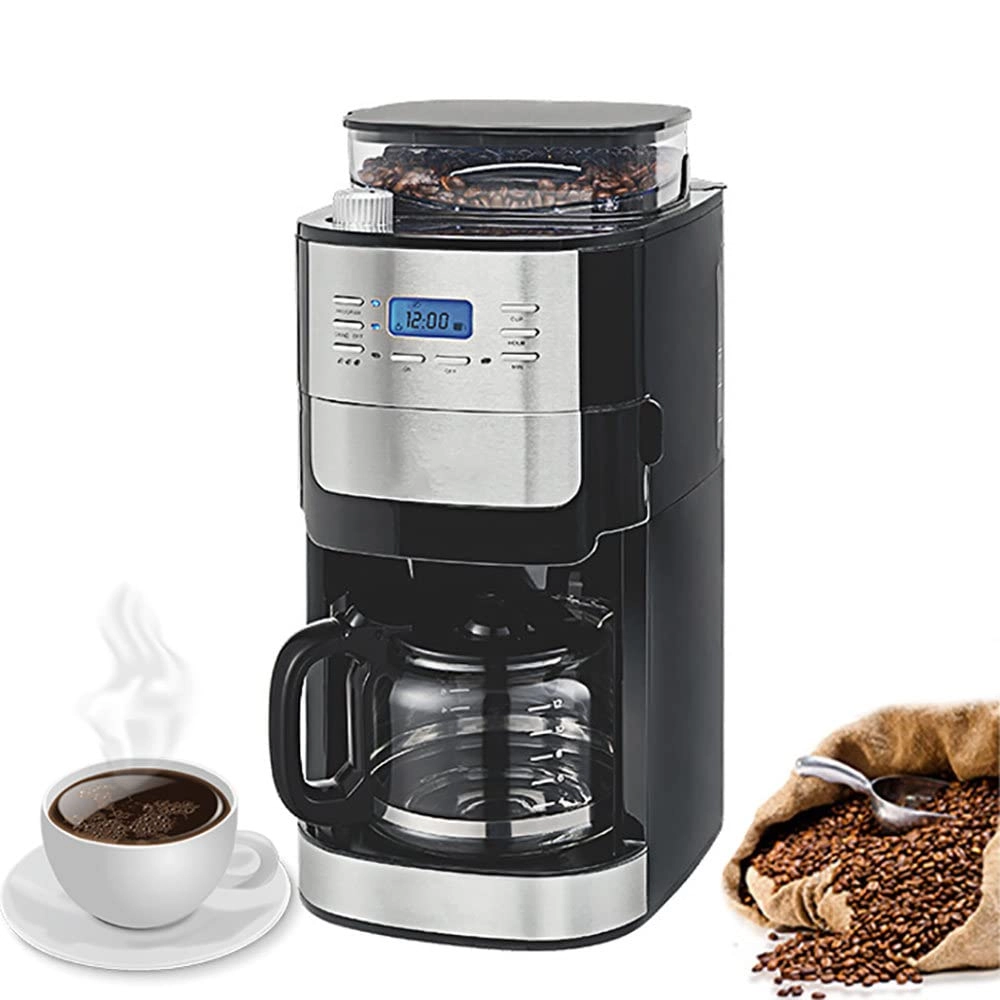 EXAPGS Drip Filter Coffee Machine - 1.8L 200g Integrated Grinder
