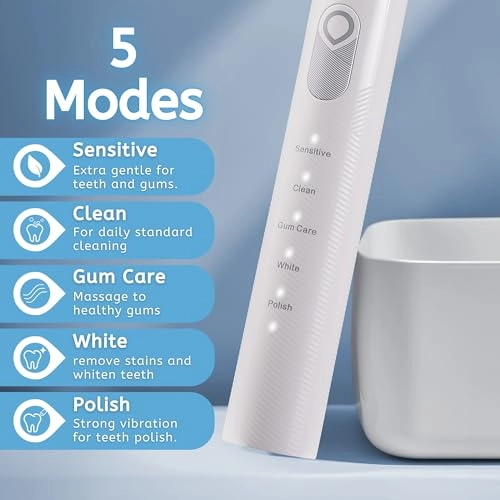 Electric Toothbrush - 5 Cleaning Modes 6 Toothbrush Heads