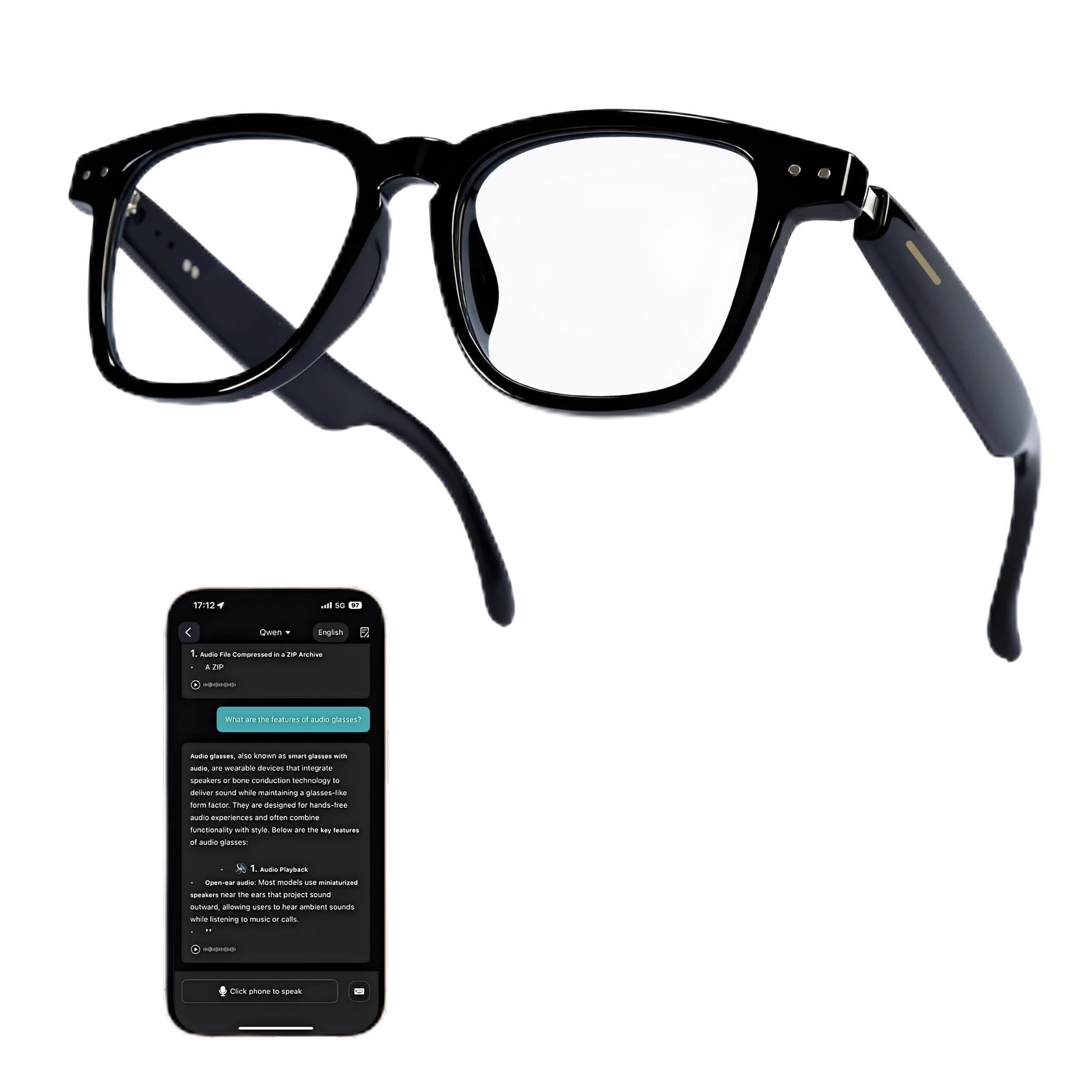 MNVOEQ AI Smart Glasses - 140+ Languages Bluetooth