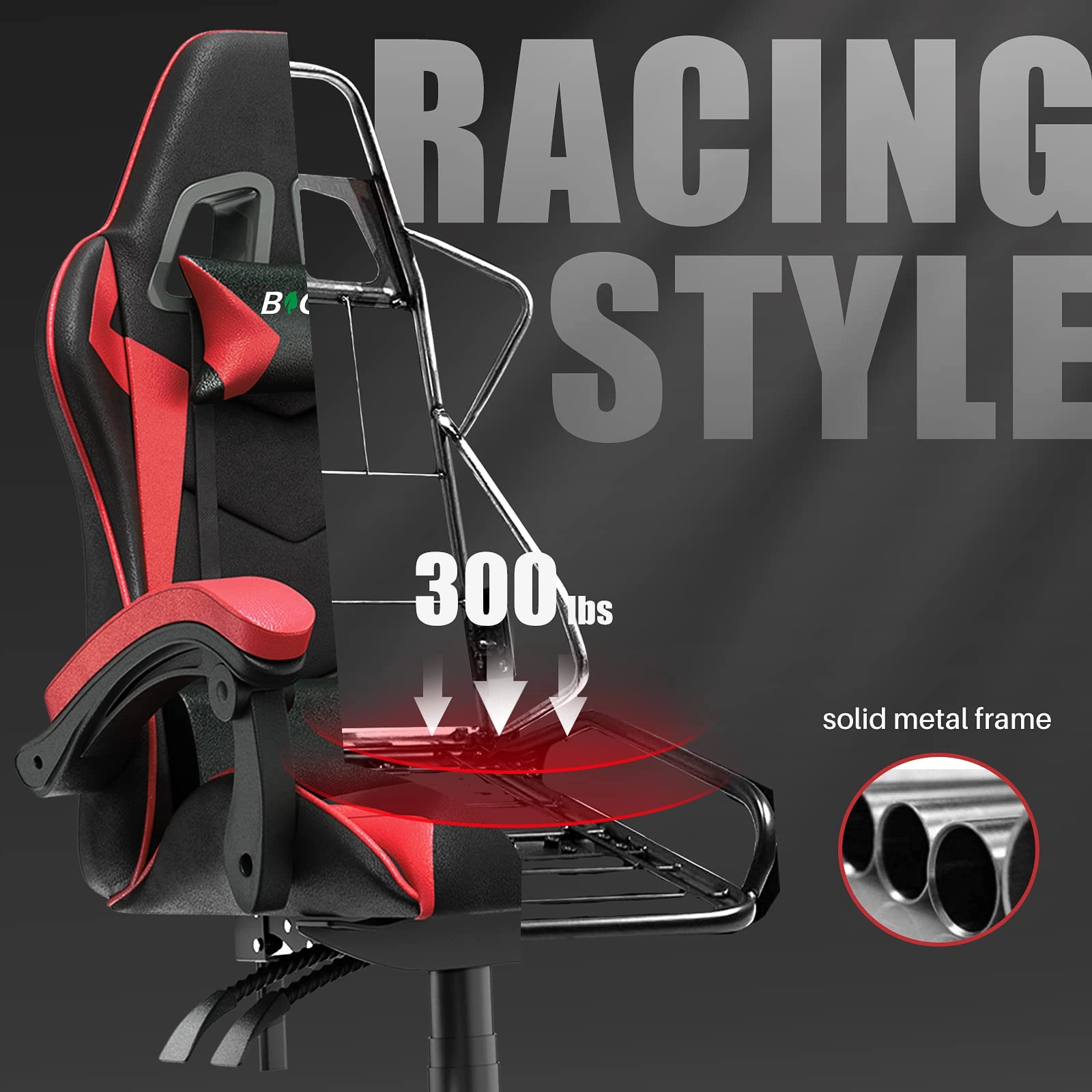 white LED gaming chair - RGB Reclining PU Leather