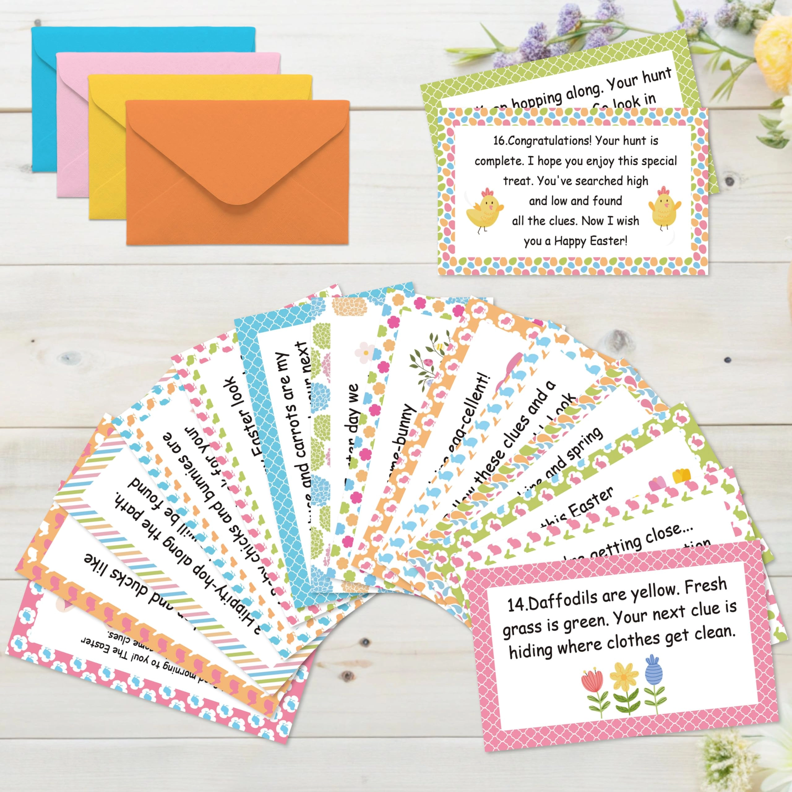 seclate Easter Scavenger Hunt Cards - Adult 16 clue cards