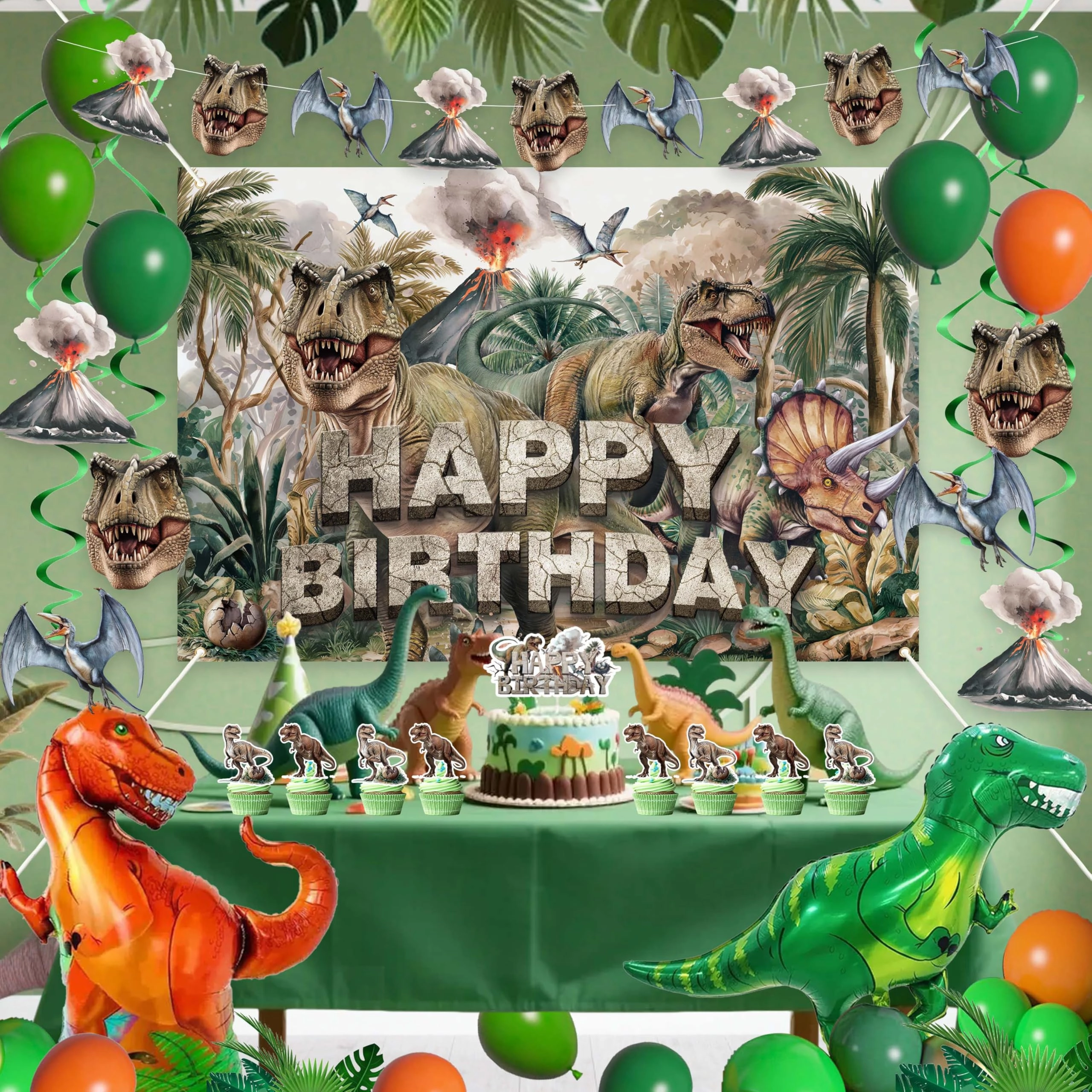 jenlion Dinosaur Birthday Party Decorations Set - 45-piece Birthday