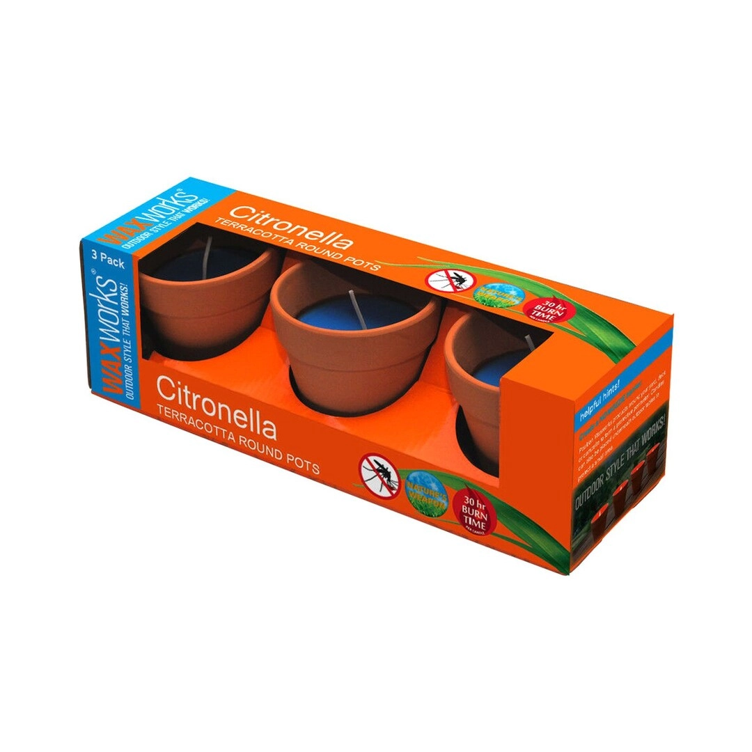 PARTNERS Citronella Terracotta Round Pot Candle - Pack of 3
