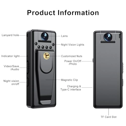 Mini Wearable Body Camera - 1080p + Memory Card - 128GB