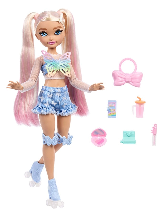 Malibu Fashion Doll - Roller Skating Blonde Hair 9 Makeup Themed Pieces Ages 4+