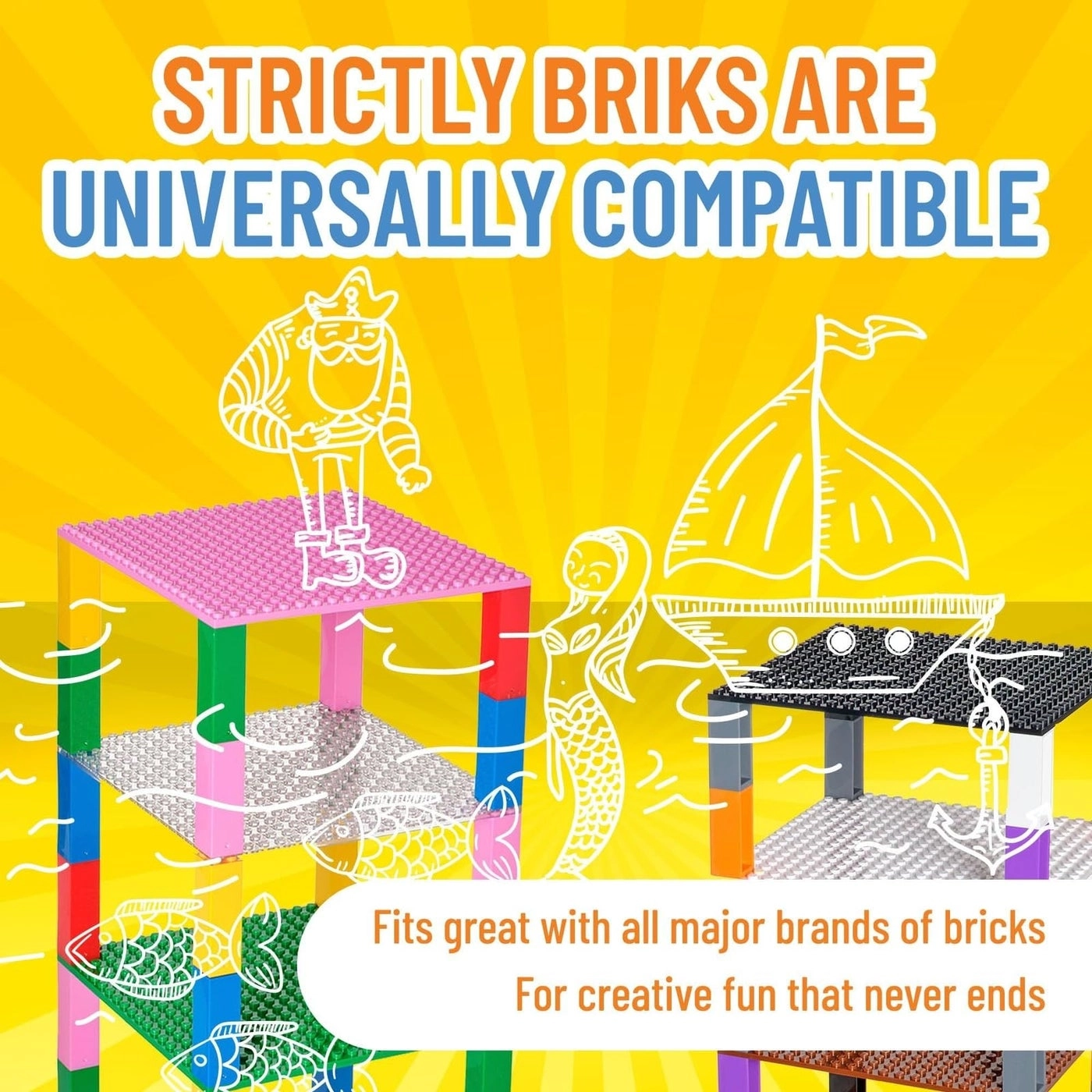 Stackable Baseplates - 6 x 6 in 12pcs + Stackers - 80pcs