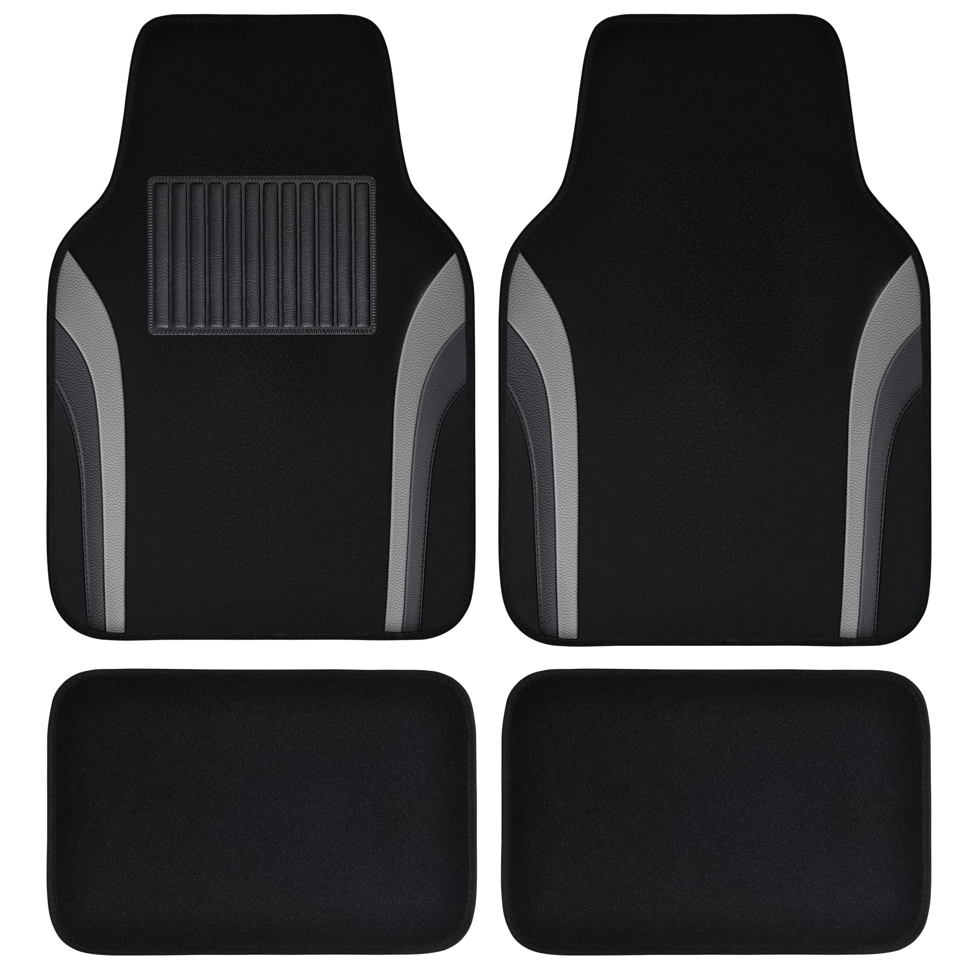 Universal Fit Car Floor Mats - Set of 4pcs Black and Burgundy