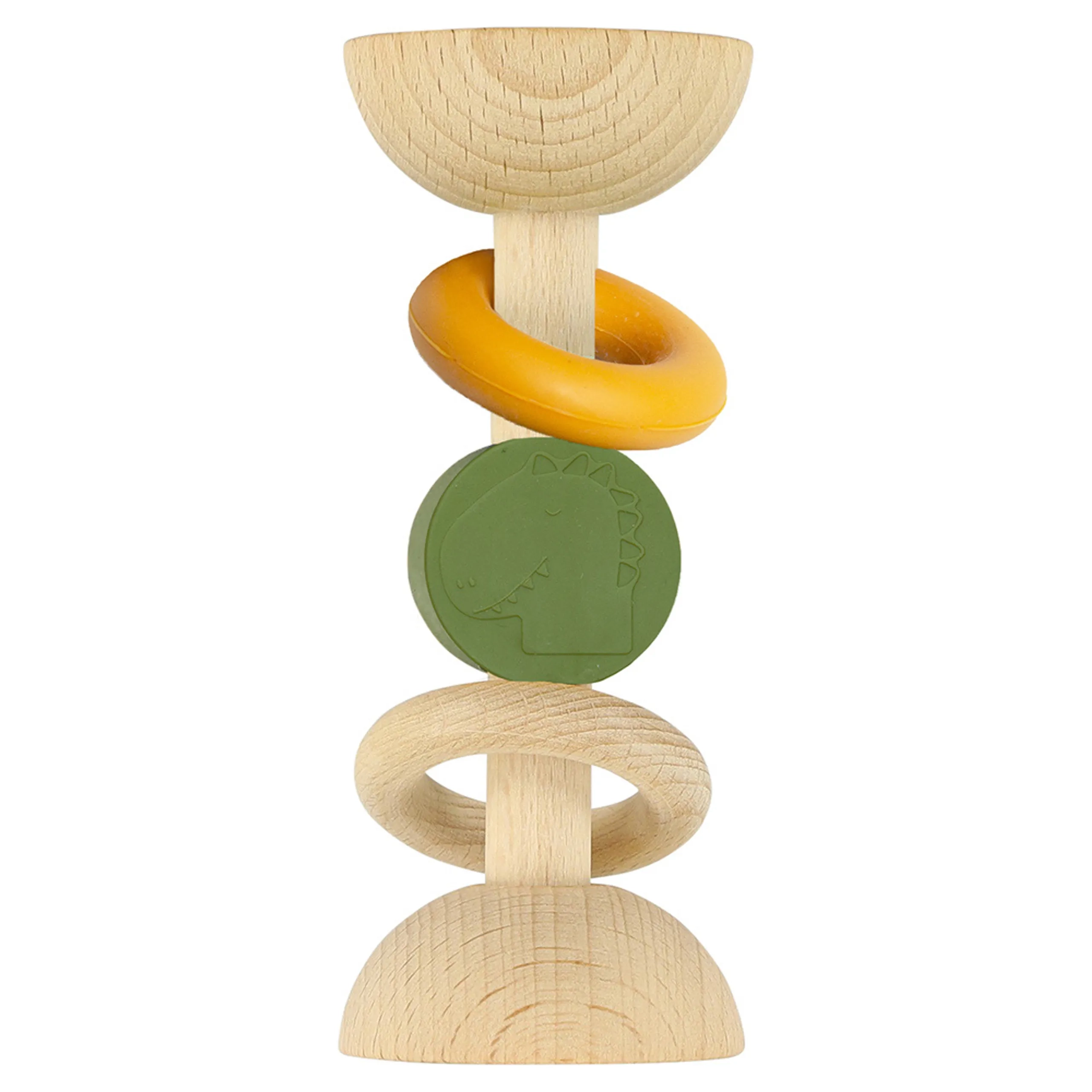 TRIXIE Mr. Dino - Suitable for 0 months & above soft silicone and smooth beechwood