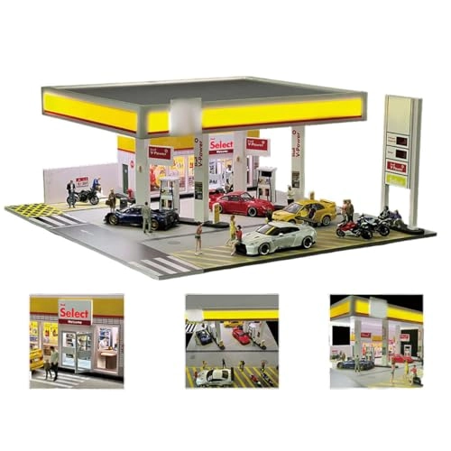 Shell Petrol Station Model - 1 set 1/64 compatible with other 1:64 scale car models