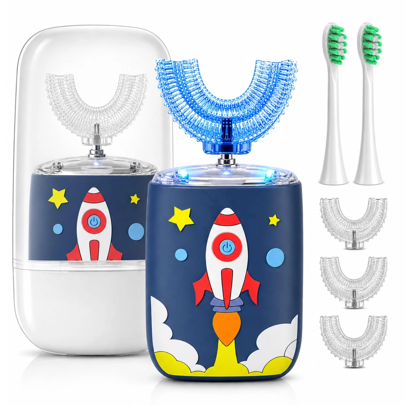 Kids Electric Toothbrush - U Shaped 5 Brush Head Purple