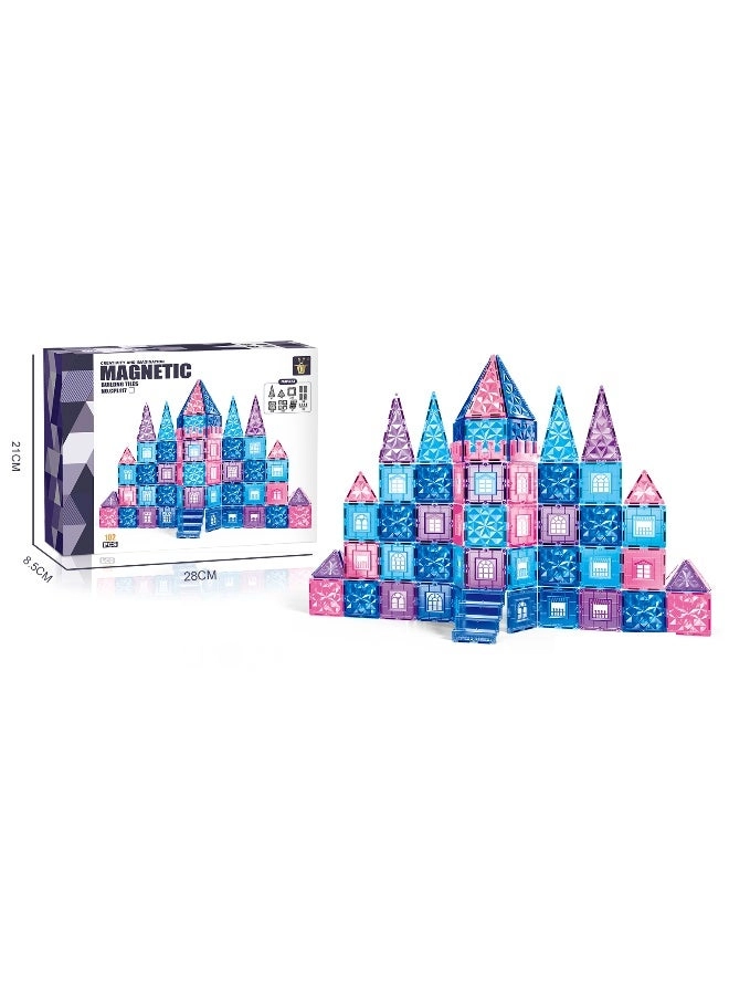 Magnetic Building Tiles Set - Castle-Themed 102-Piece