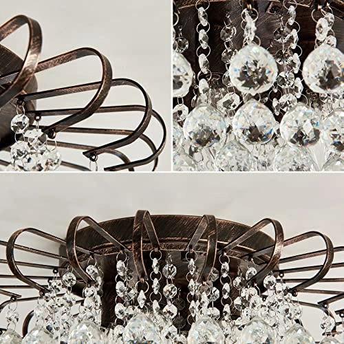 Crystal Floral Chandelier - 4-Light Modern Bronze