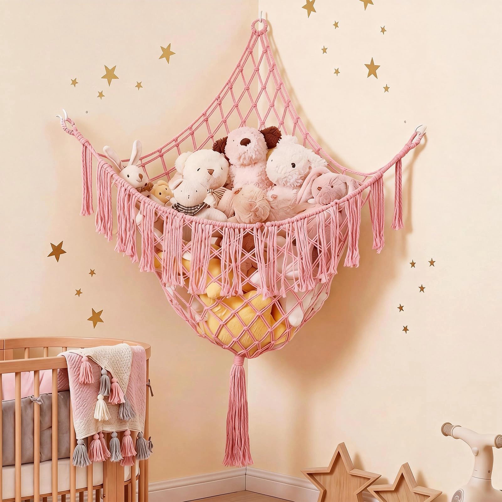 PrimZooty Stuffed Animal Net - Large Light Pink 46.1"L x 39.4"W