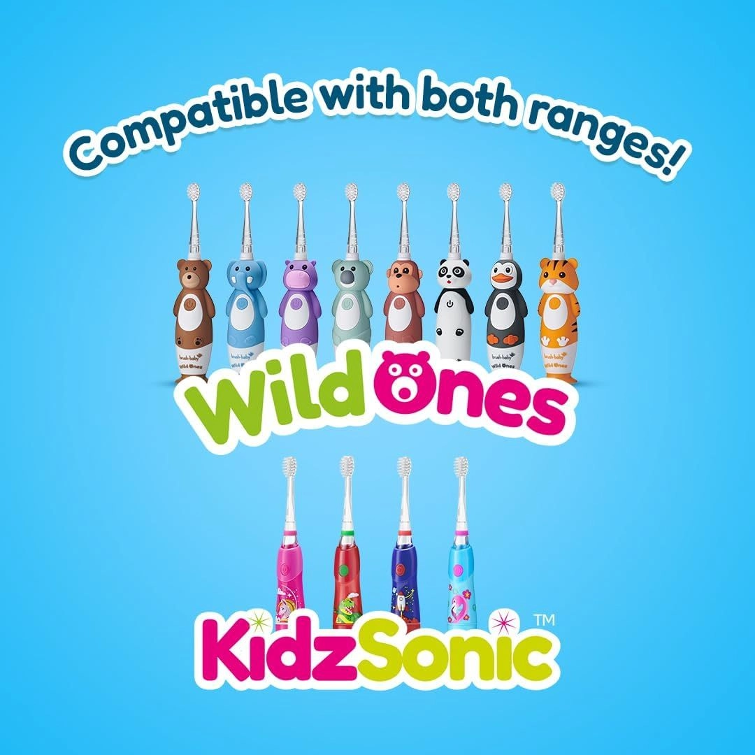 WildOnes Electric Toothbrush Replacement Heads - Pack of 4 LED Light 0-10 Years