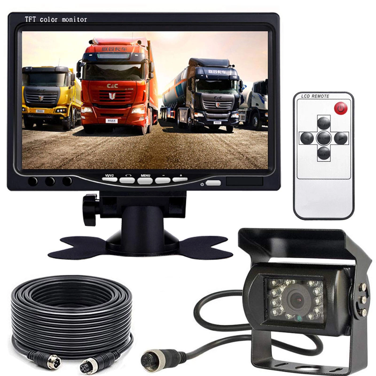 xinyida 4Pin Rearview Camera - Night Vision 628x586pixles + 7" TFT LCD Monitor - 800x480