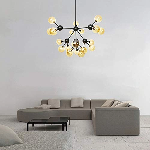 G4 Creative Magic Bean Molecular Chandelier - 9 heads Black transparent lampshade
