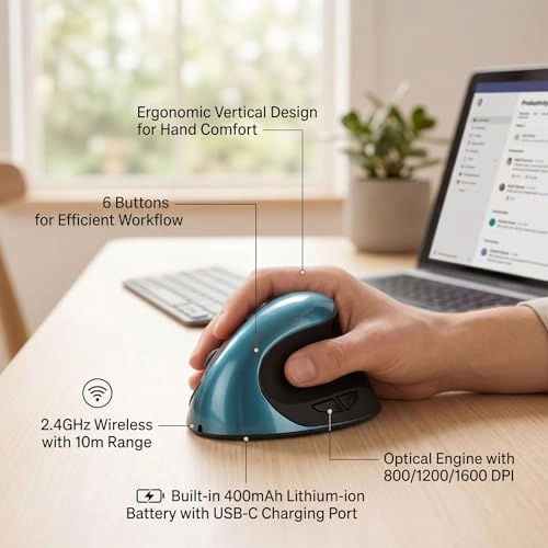 Vertical Mouse - Bluetooth 2.4G