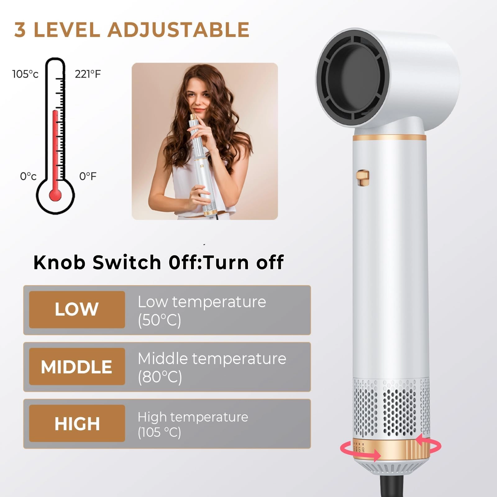 5 in 1 Blow Dryer Brush - Green Gold 800 watts