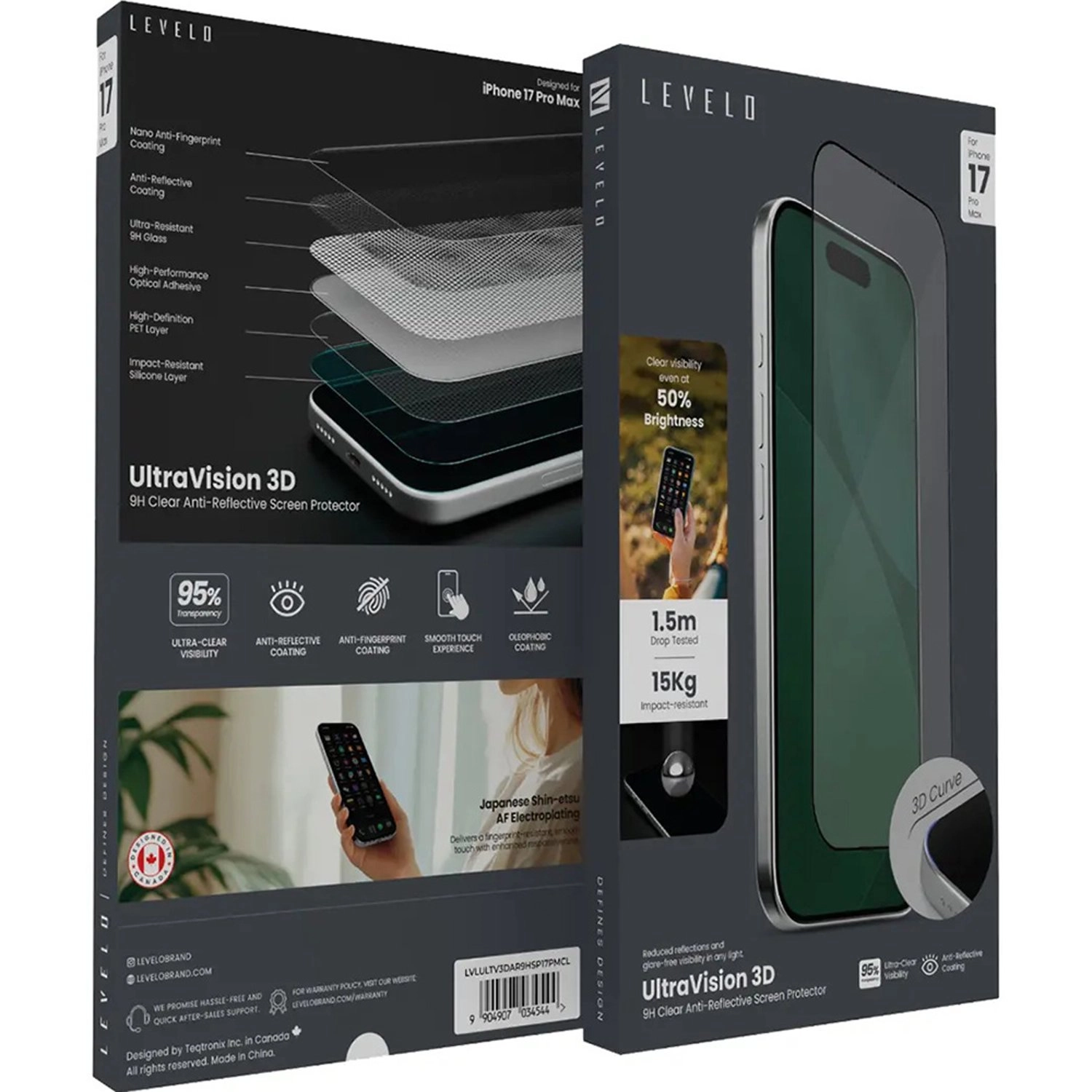 Clear 9H Glass Screen Protector for iPhone 17 Pro Max