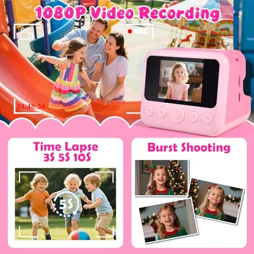 Kids Instant Print Camera - 30MP 1080P 32GB