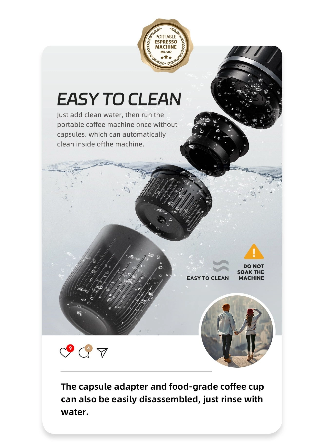 Portable Espresso Maker - 80 ml Capsule Coffee Maker Espresso Maker