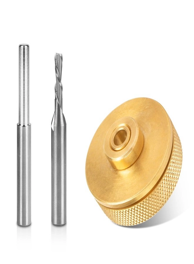 Ahuliao Inlay Router Bit Bushing Set + Carbide Spiral Bit + Shank + Universal Quick Change Bushing + Retainer Nut + Collar + Alignment Pin