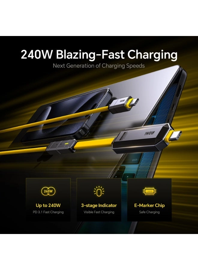 Magflash Cable 240W USB-C to USB-C 0.2m + Extension Cable 240W USB-C to USB-C 1.3m + Spring Cable 240W USB-C to USB-C 1.9m (3-Pack)