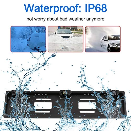 EU License Plate Frame + 12-LED Night Vision Rear View Camera + Reversing Radar System - Night vision 1080P