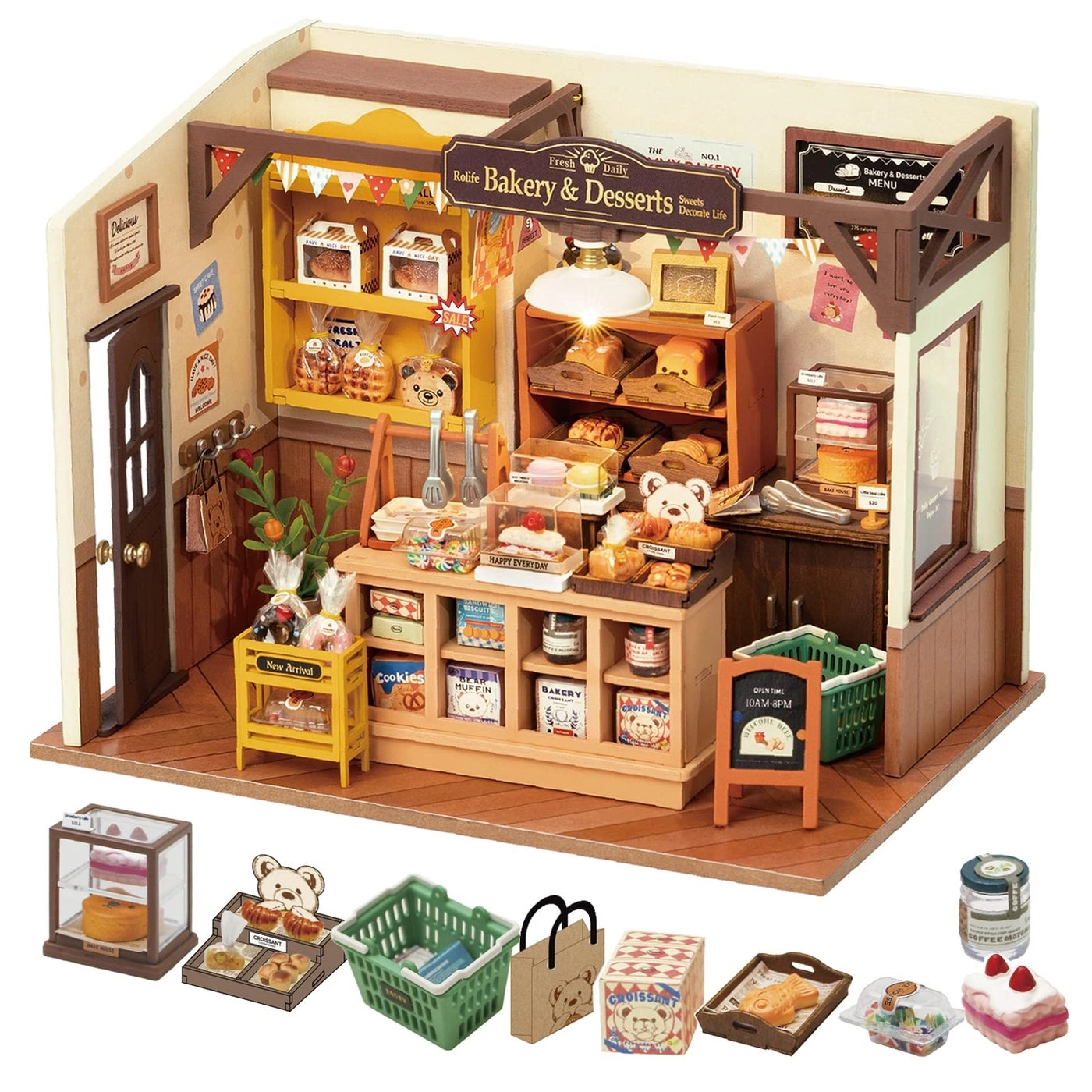 Dollhouse Kitchen Bakery Kit - cream Wood