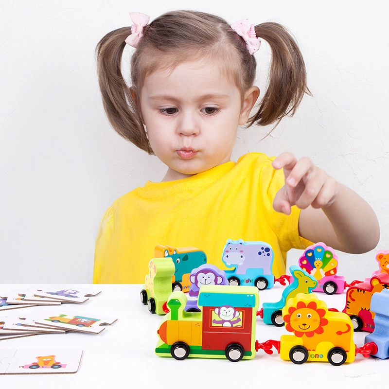 Wooden Animals & Alphabets Drag & Pull Train Set - 27pcs