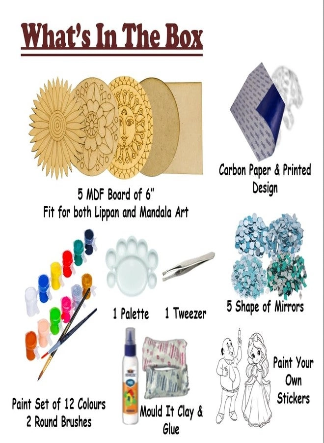 Mandala Craft Kit - Wall Décor 12 Shades Brushes