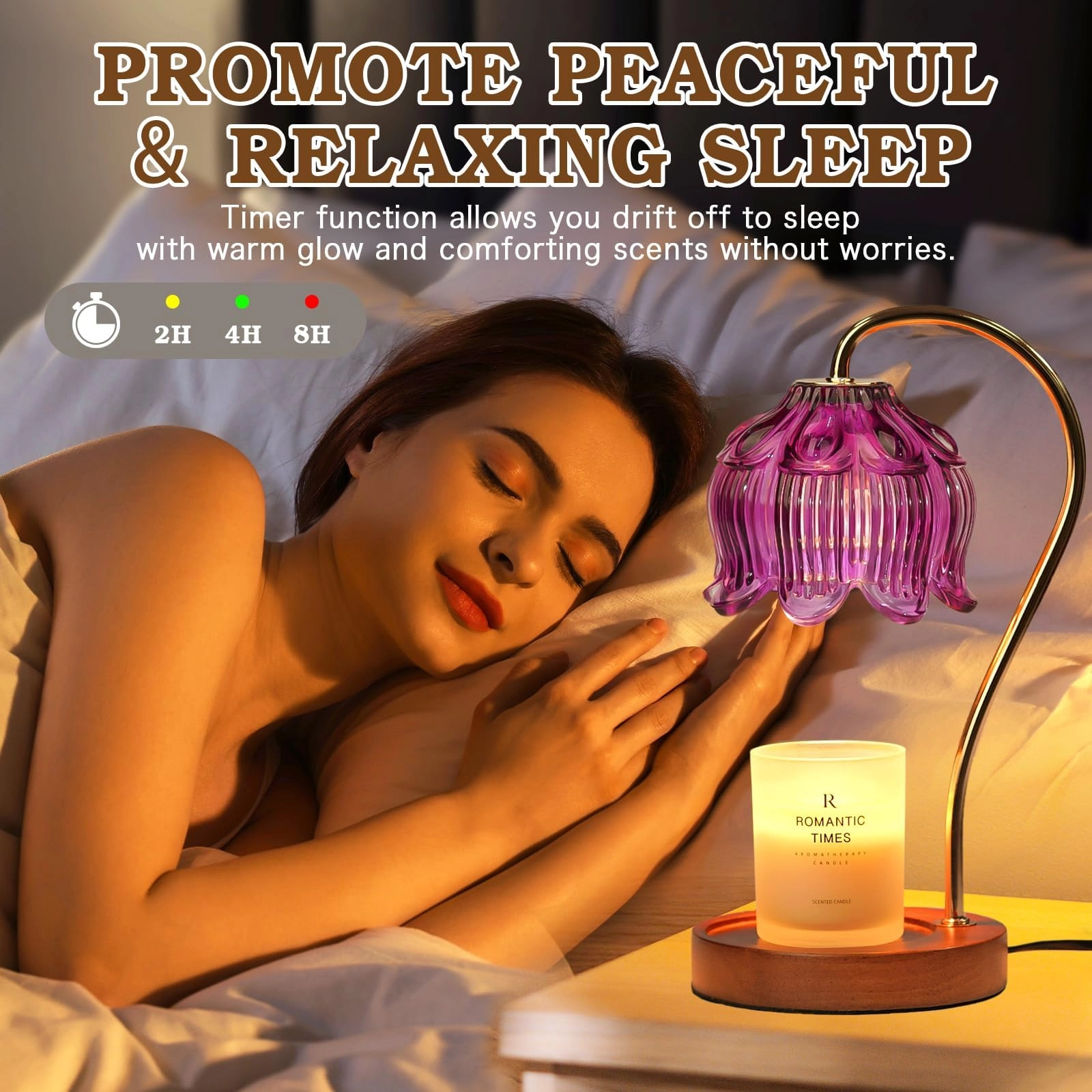 Candle Warmer Lamp - Purple Timer Dimmable