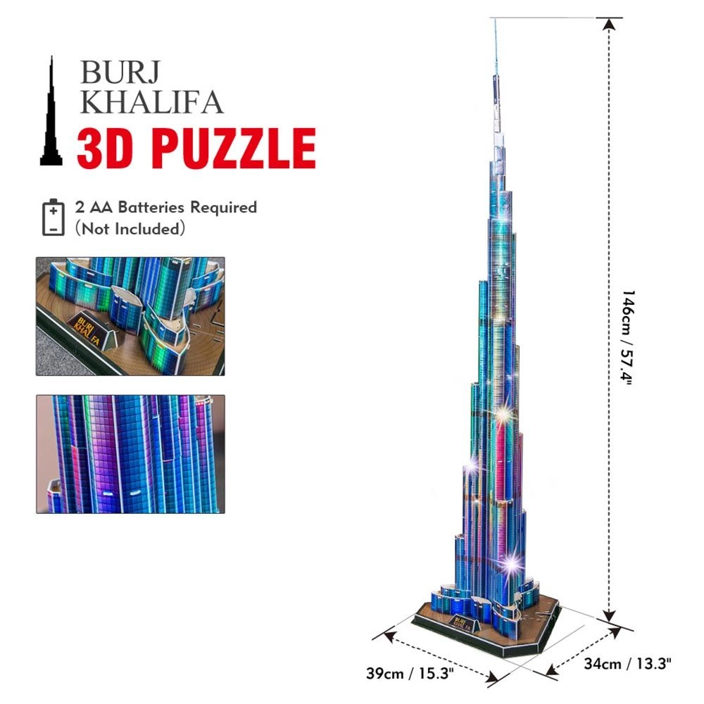 Burj Khalifa 3D Puzzle (AL-L133H) - 136 pcs, LED