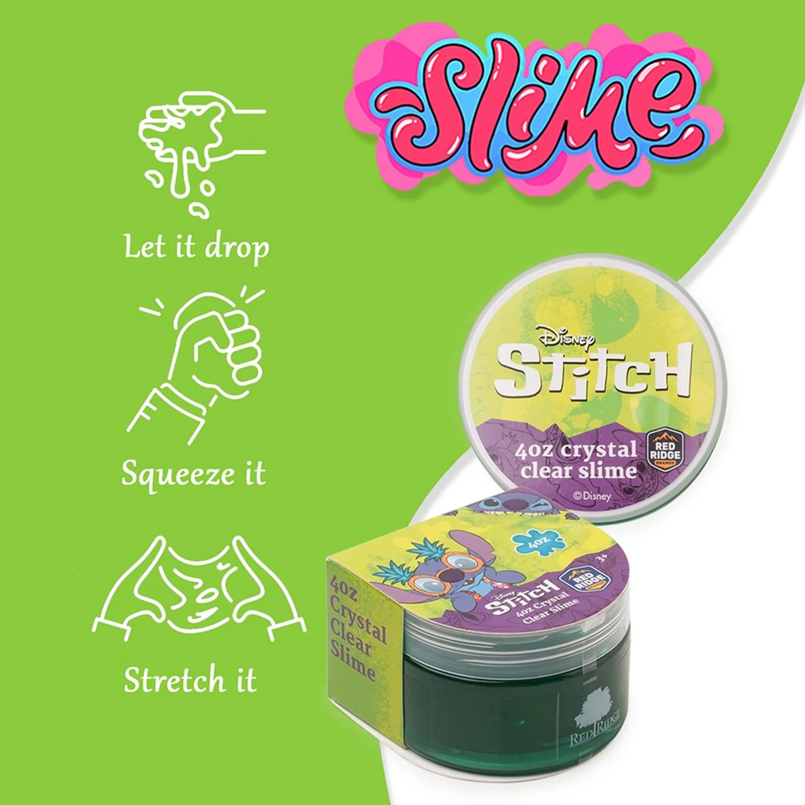 SLIME SQUAD Disney Stitch Crystal Clear Slime - 3 years+
