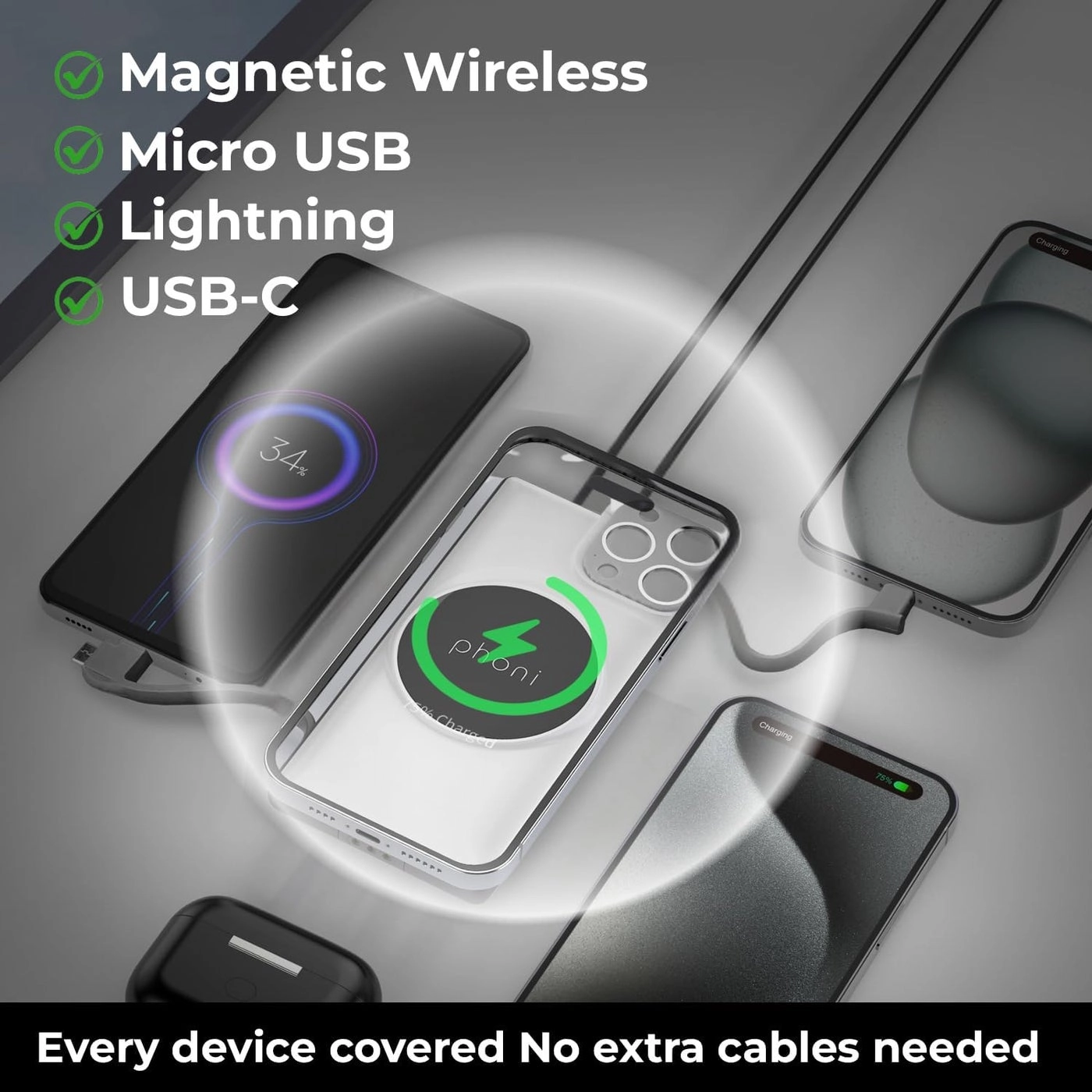 3 in 1 Magnetic Magsafe - 10000mAh 18W Fast-Charging Wireless charging