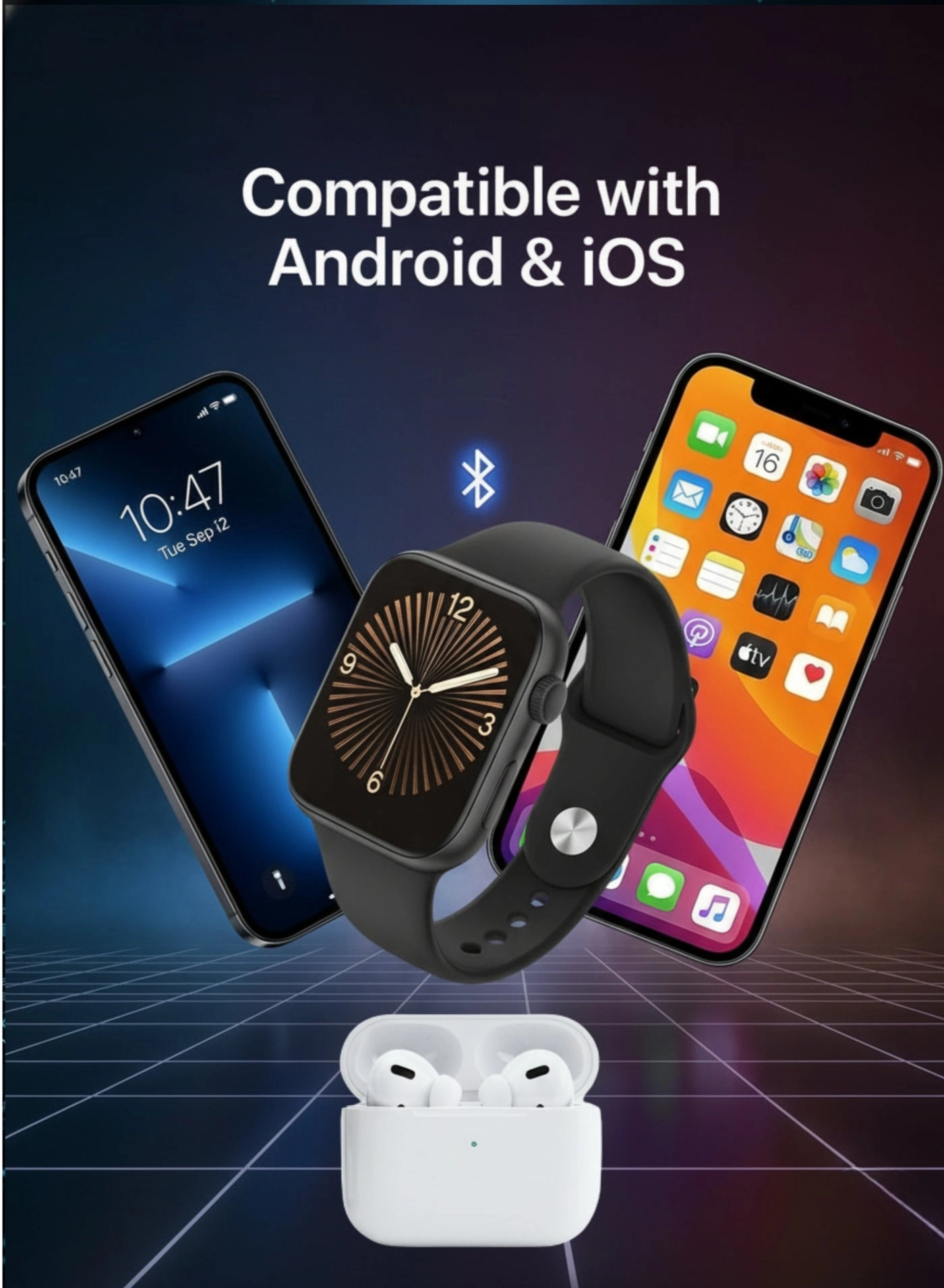 KW53 Max + Airpods + Watch Straps - 7 + Wireless Charging Dock