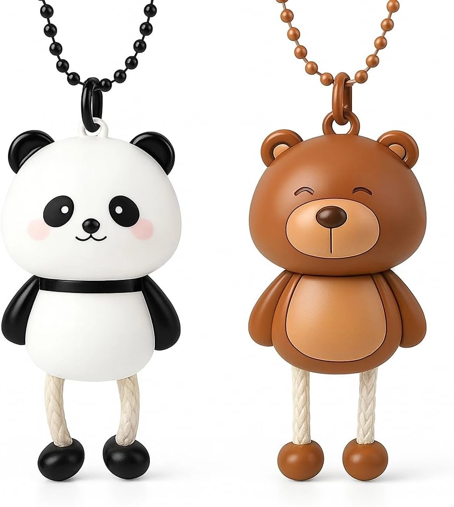 FITTO Plastic Key Chain Animal Series - Pack of 2 Panda and Bear