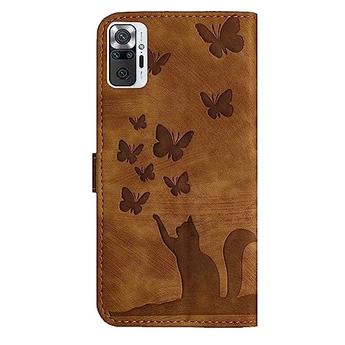 Cute Cat Case Wallet Embossed Flip Cover - PU Leather TPU for Xiaomi Redmi Note 10 Pro
