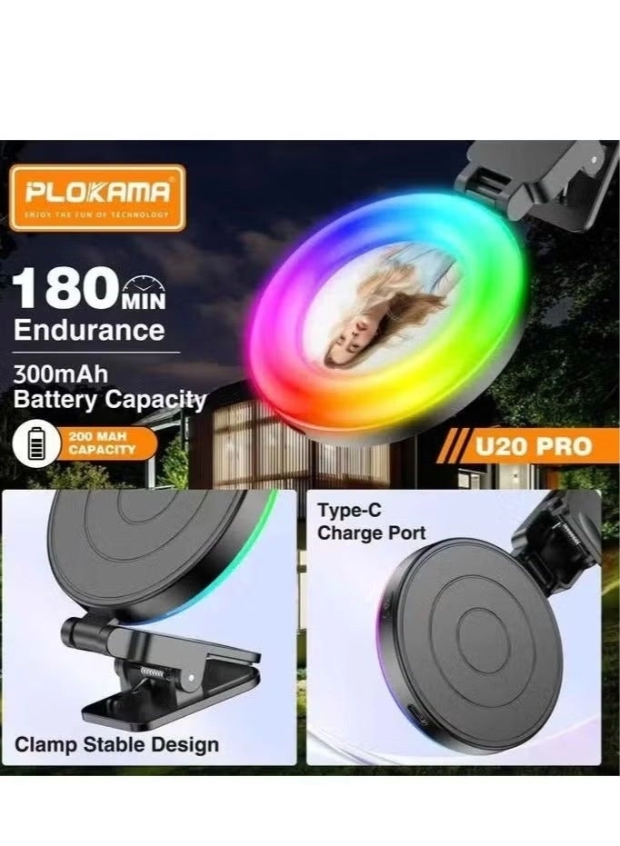 U20 PRO - RGB Ring Light Built-In Mirror