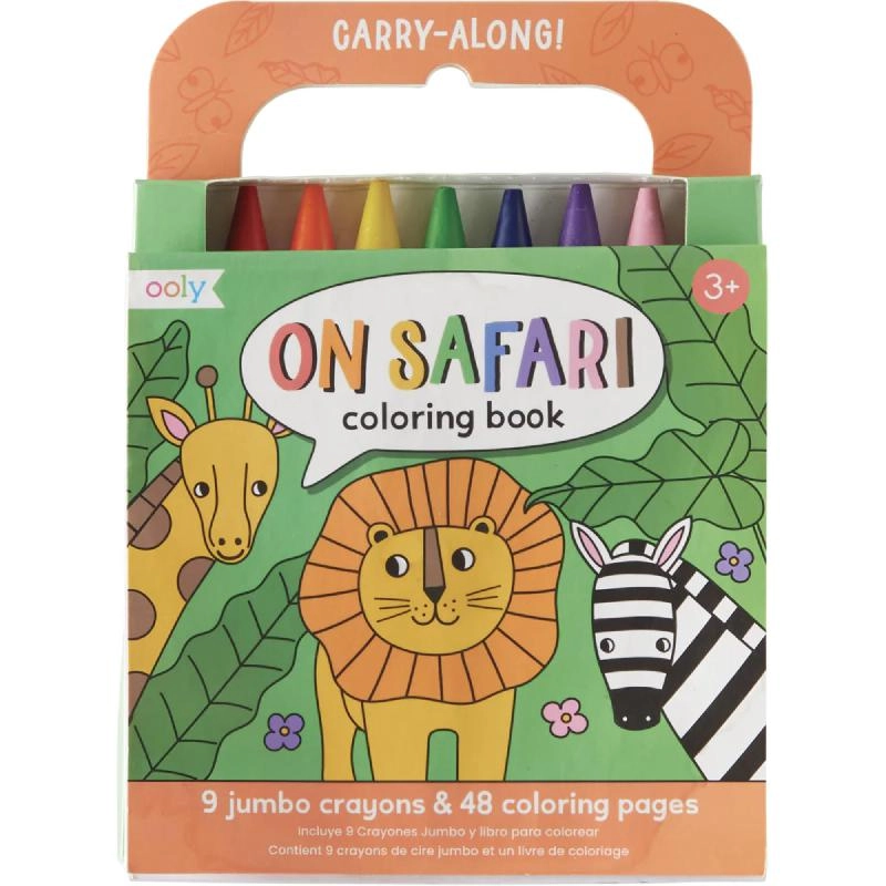 OOLY On Safari - 9 Jumbo Crayons & 48 Coloring Pages