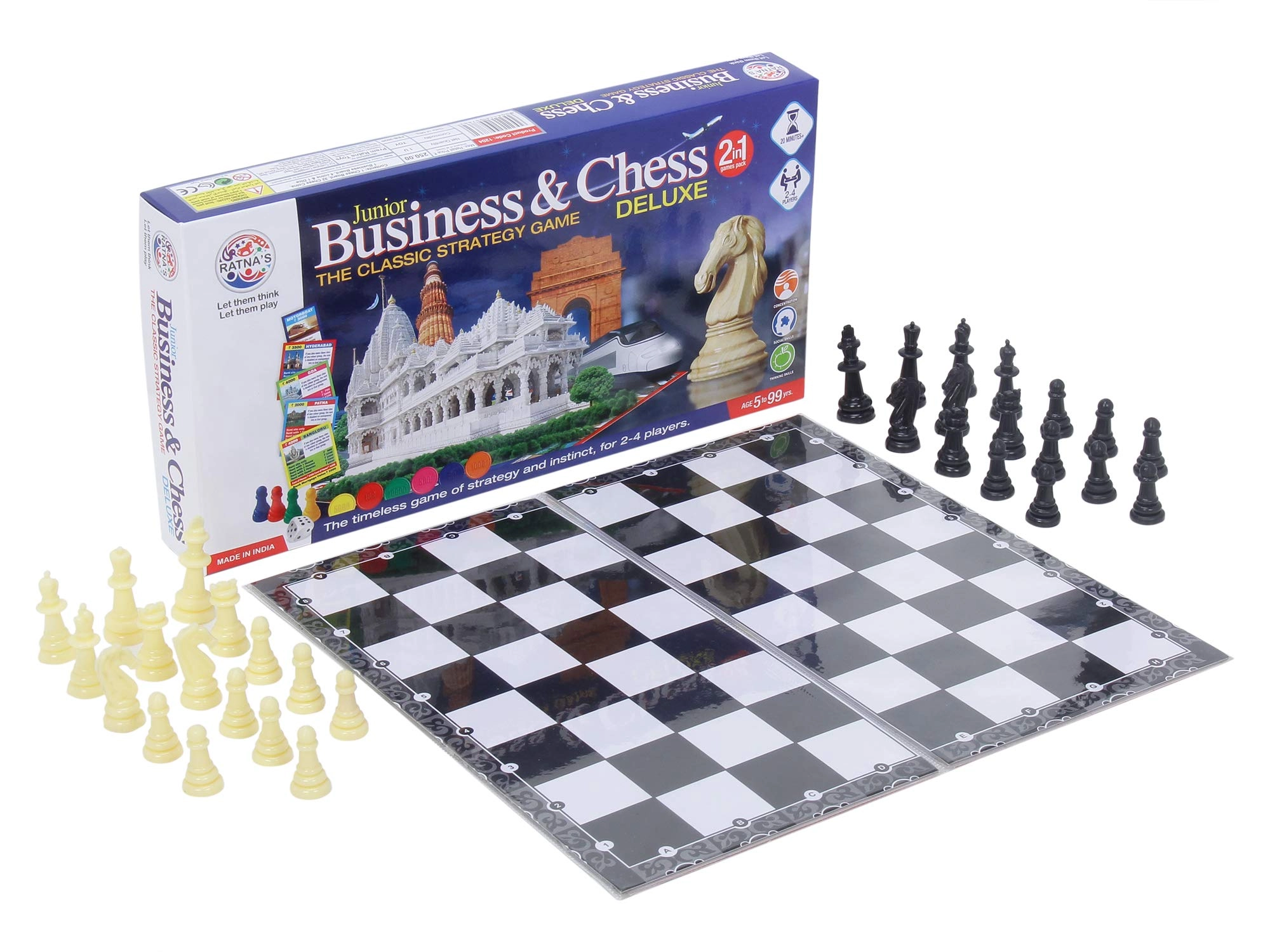 RATNA'S 2 in 1 Business & Chess Junior Deluxe - Water Proof Board MULTIUCOLOUR