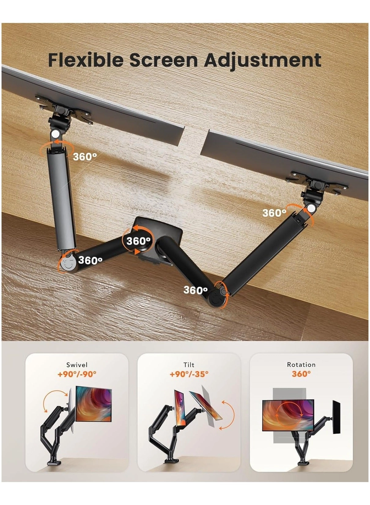 Dual Monitor Stand - 32 Inches 75x75/100x100mm