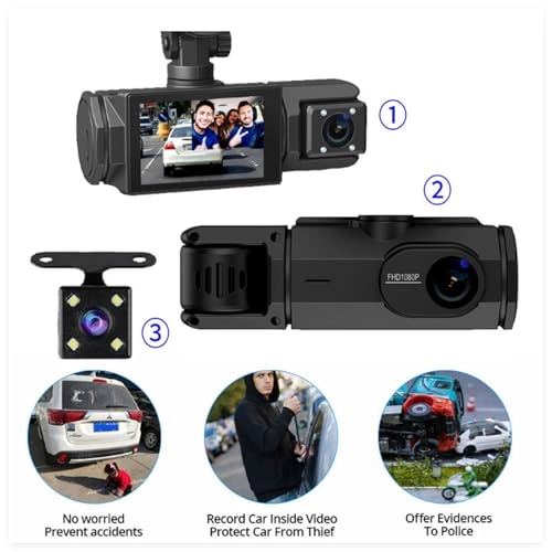 Three-Lens Driving Recorder - 1080P