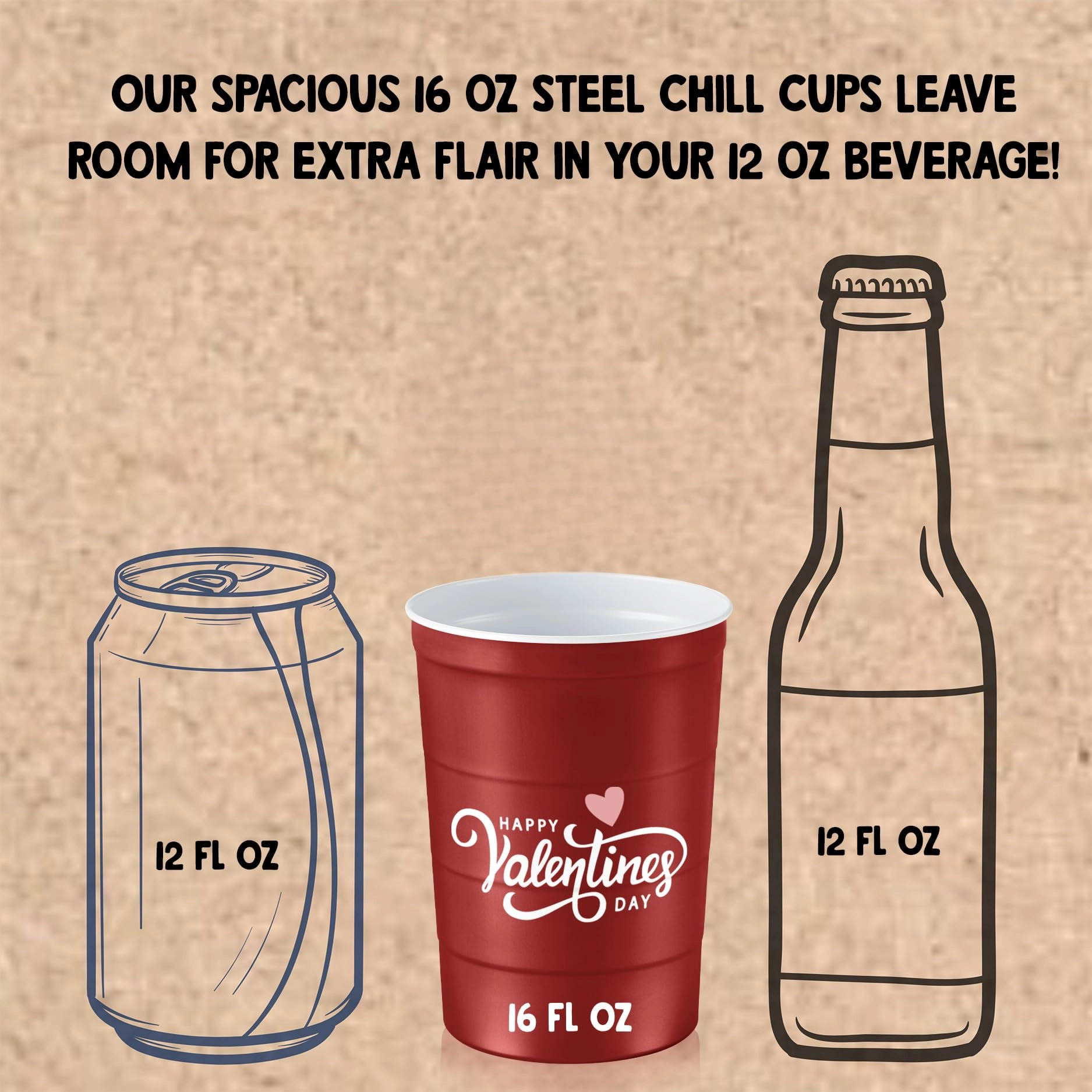 Happy Valentine's Day Party Cups - 12 pcs