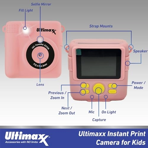 Ultimaxx Instant Print Camera - 32GB Micro SD Blue + Printing Paper Rolls - 3 Rolls