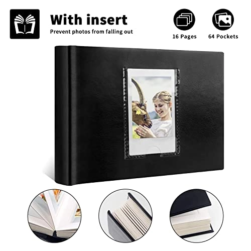 2x3" 64 Pockets Faux Leather Photo Album