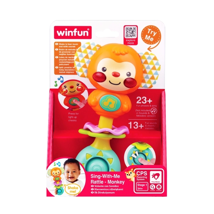 WinFun Sing With Me Rattle - Suitable for 3 months & above Monkey