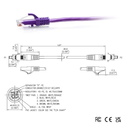 Cat6a Slim Ethernet Patch Cable - 7FT