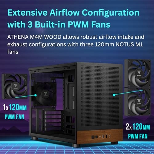 ATHENA M4M WOOD - tempered glass side panel microATX miniITX